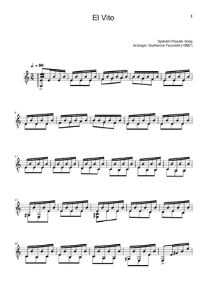 Spanish Popular Song - El Vito. Arrangement for Classical Guitar