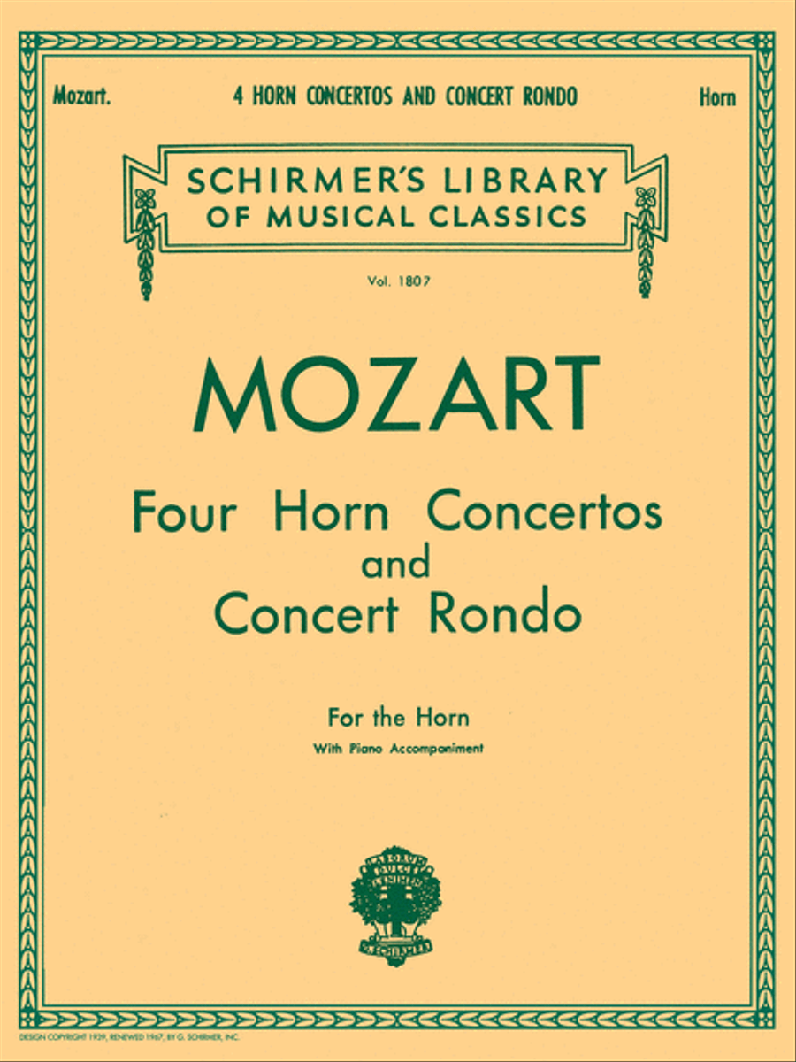 Four Horn Concertos and Concert Rondo Piano Accompaniment scores gallery preview page 1