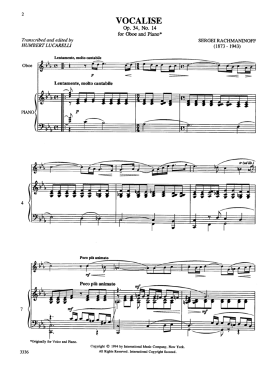 Vocalise, Op. 34, No. 14 Piano Accompaniment scores gallery preview page 2