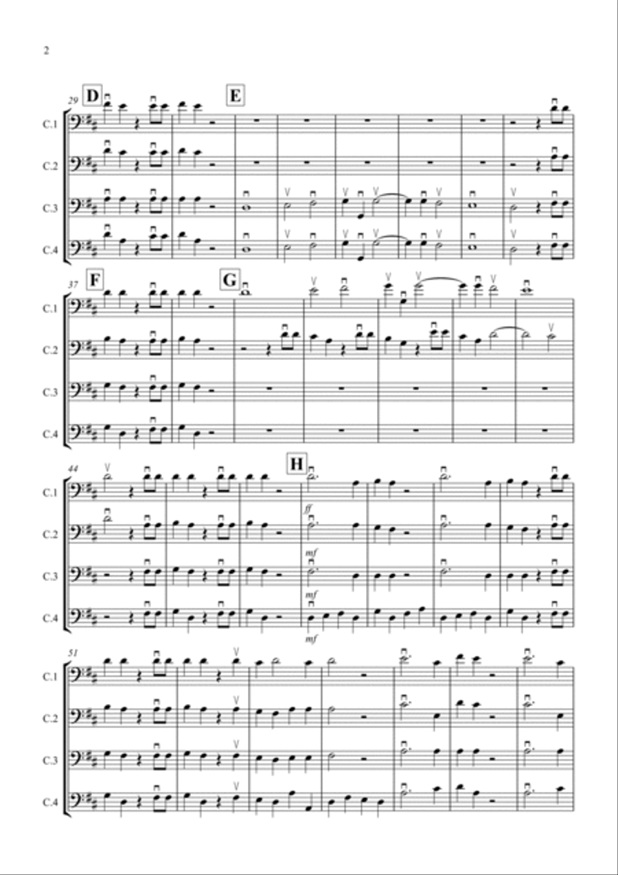 Hallelujah Chorus for Cello Quartet Choir scores gallery preview page 2