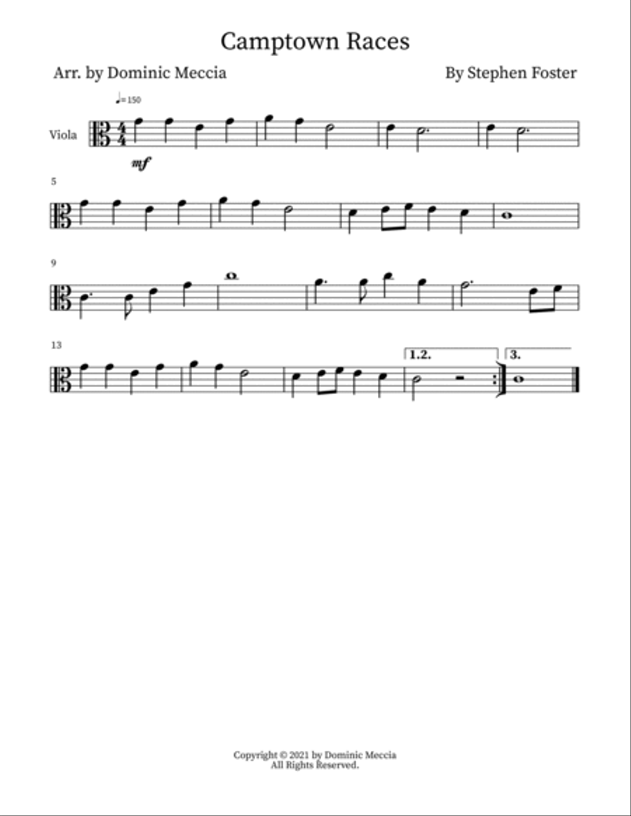Camptown Races- Viola and Cello Duet String Duet scores gallery preview page 2