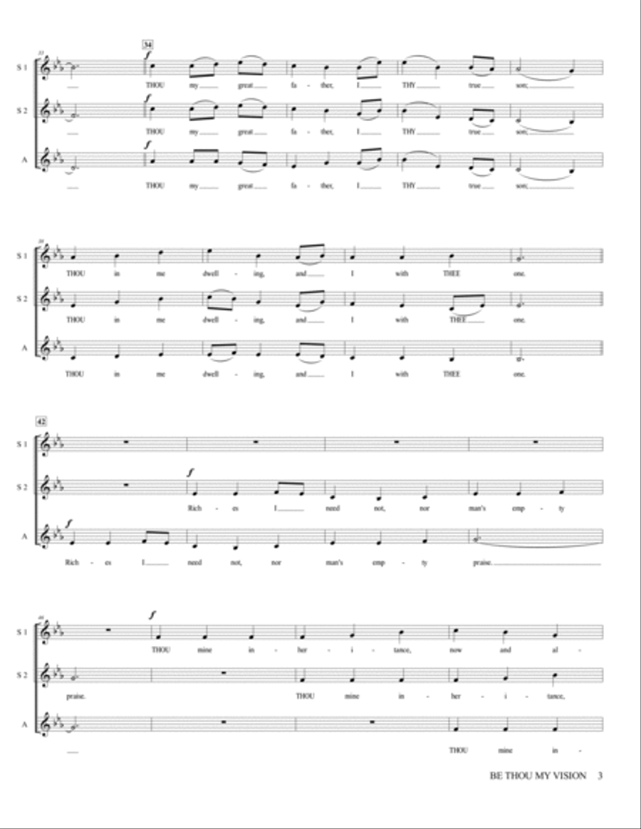 BE THOU MY VISION - SSA Acappella SSA scores gallery preview page 3