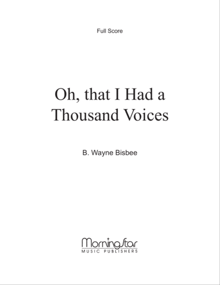 Oh, That I Had a Thousand Voices Choir scores gallery preview page 1