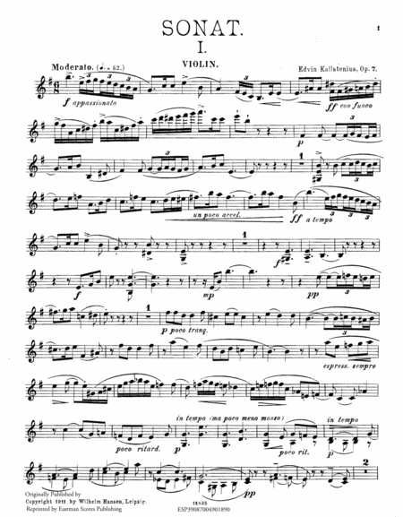 Sonat for violin och piano (E moll). Op. 7