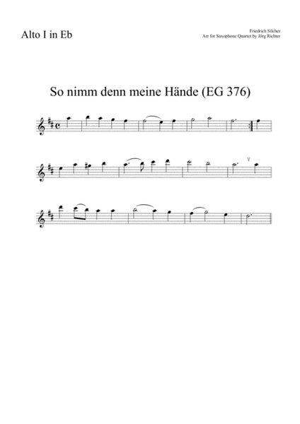 So take my hands (So nimm denn meine Hände) for Saxophone Quartet image number null