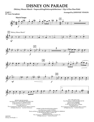 Disney on Parade - Pt.3 - Bb Tenor Saxophone
