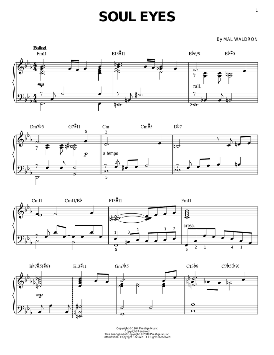 Soul Eyes (arr. Brent Edstrom) Piano Solo scores gallery preview page 1