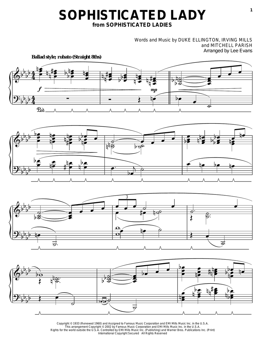Sophisticated Lady Sophisticated Lady Piano Solo scores gallery preview page 1
