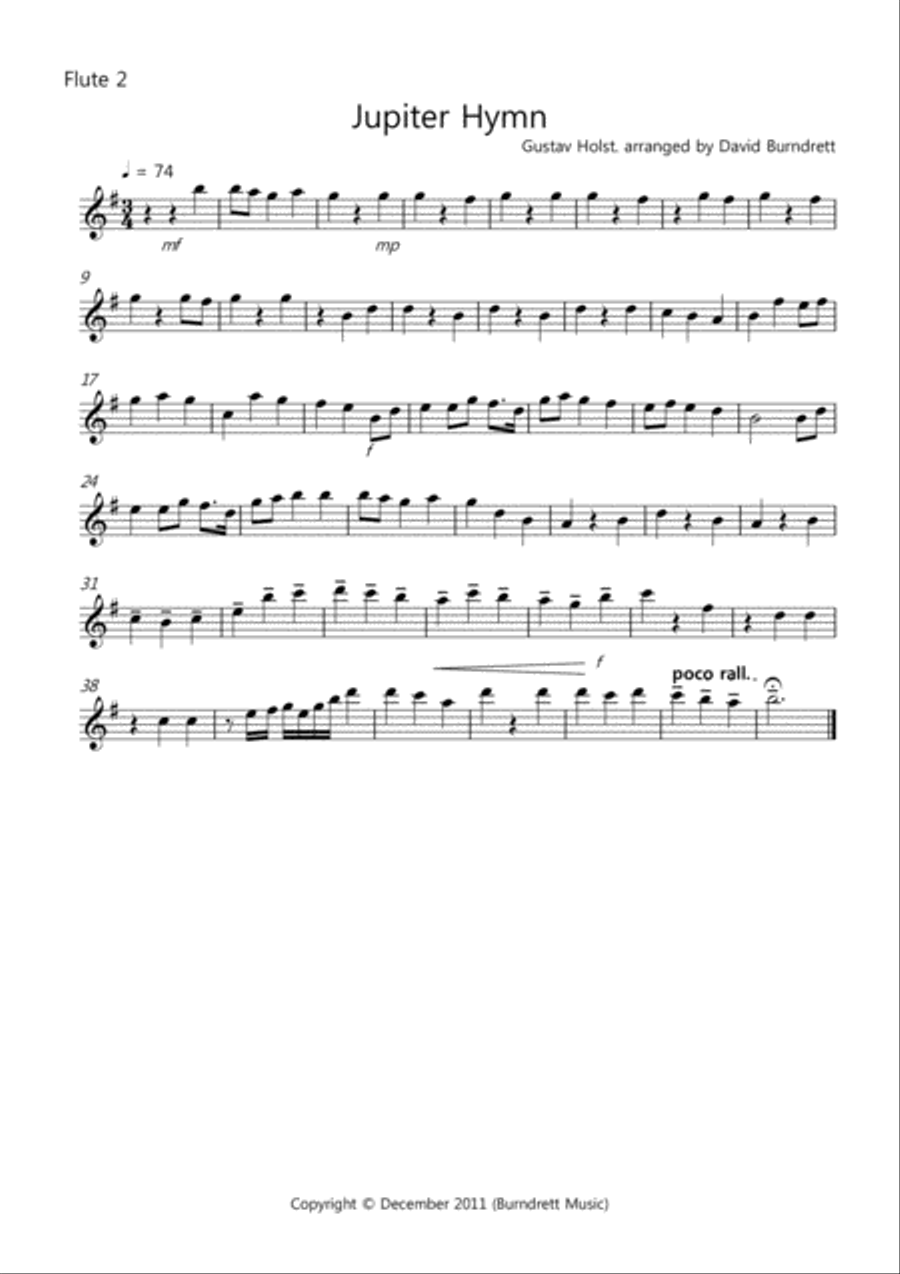 Jupiter Hymn for Flute Quartet Flute Quartet scores gallery preview page 5