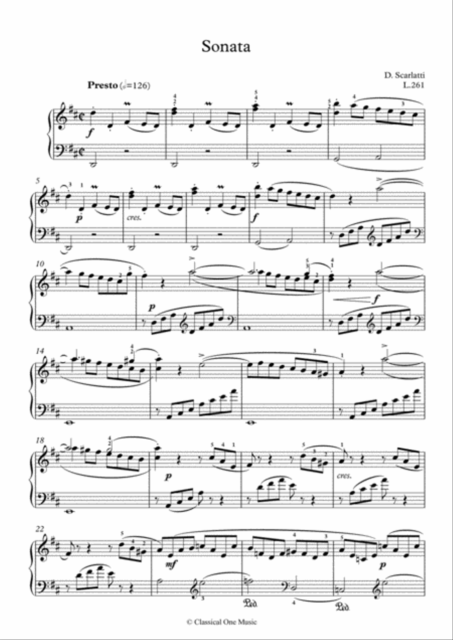 Scarlatti-Sonata in D-Major L.261 K.53(piano) Piano Solo scores gallery preview page 2