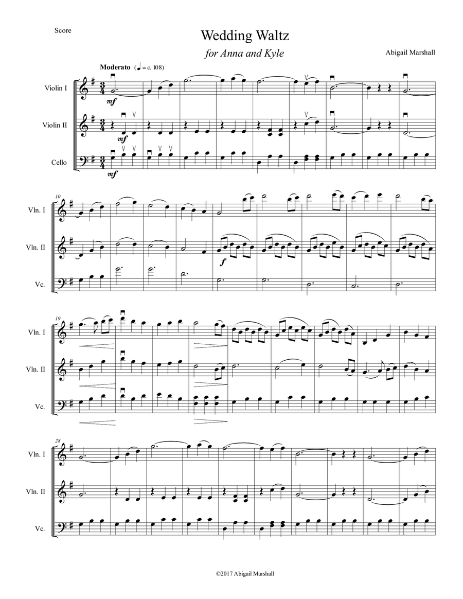 Wedding Waltz -- String Trio String Trio scores gallery preview page 1