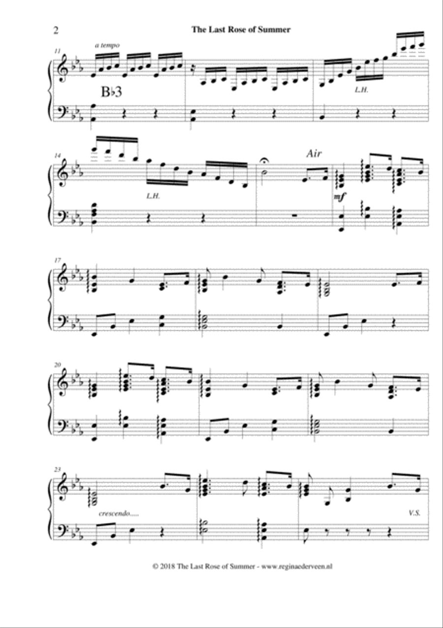 The Last Rose of Summer - lever harp solo Celtic Harp scores gallery preview page 2