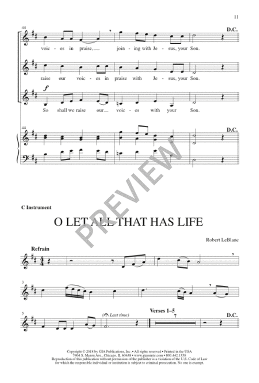 O Let All That Has Life SSA scores gallery preview page 12