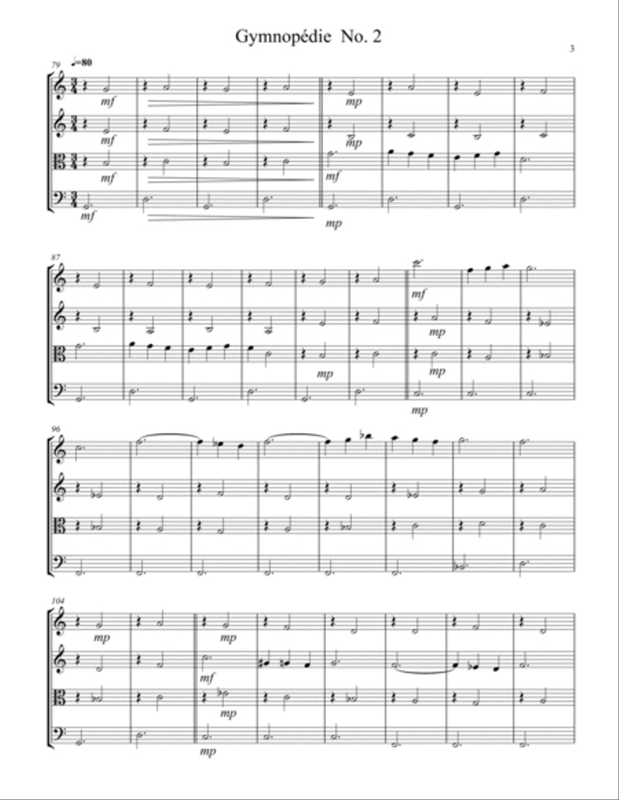 Satie – Gymnopedies No. 1-3 (for String Quartet) String Quartet scores gallery preview page 4