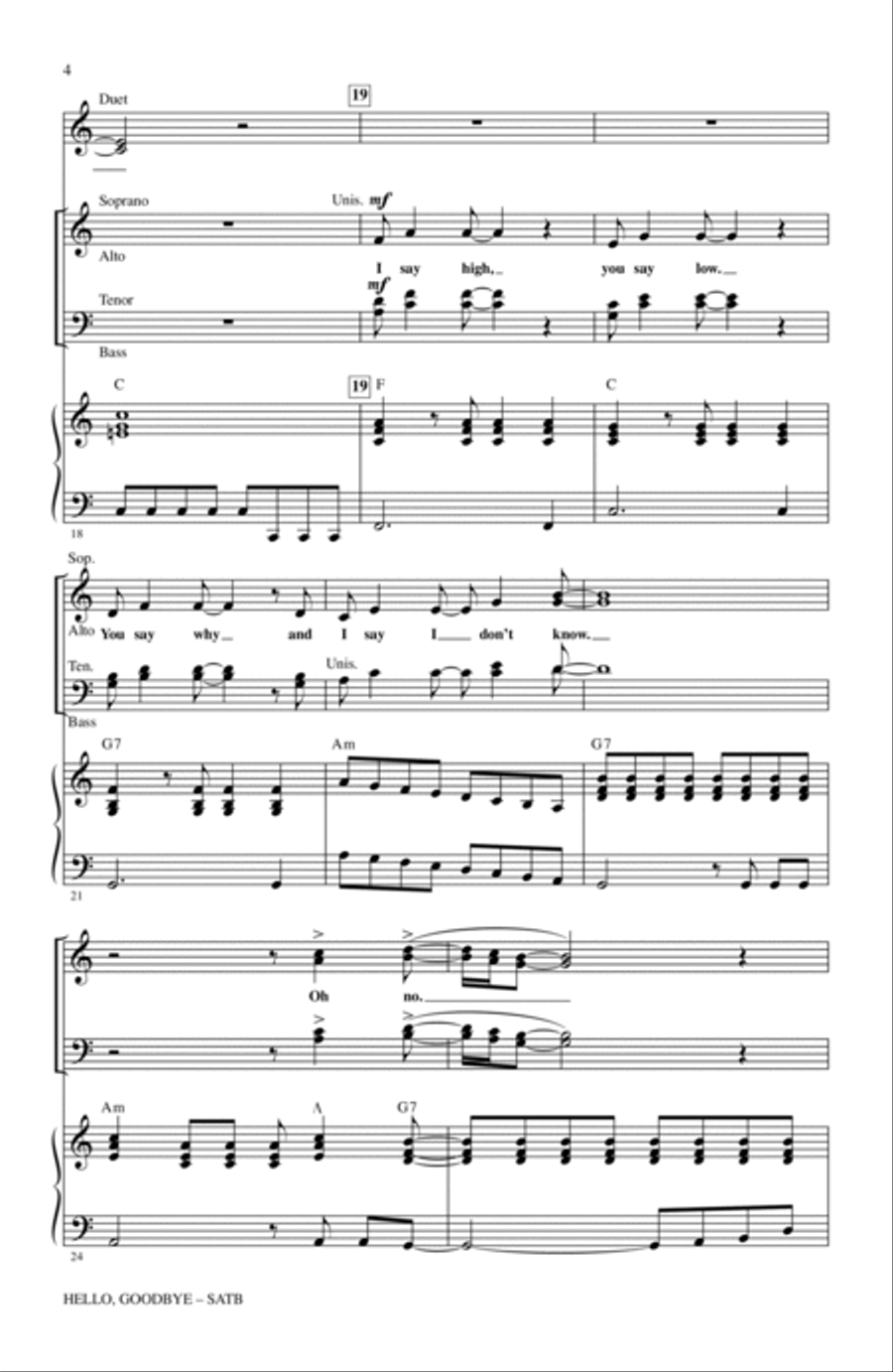 Hello, Goodbye 4-Part scores gallery preview page 3