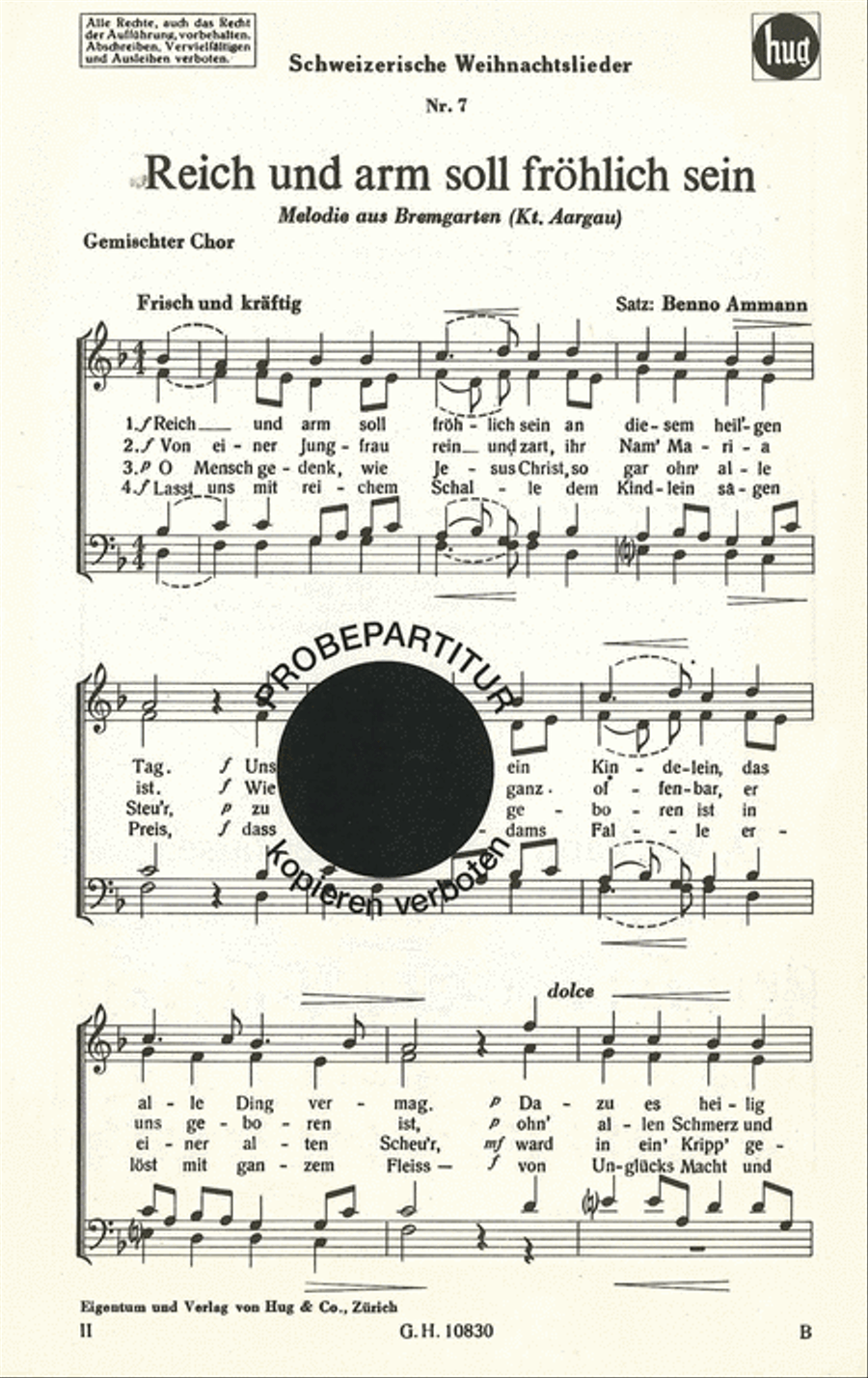 Reich und arm soll frohlich se Choir scores gallery preview page 1