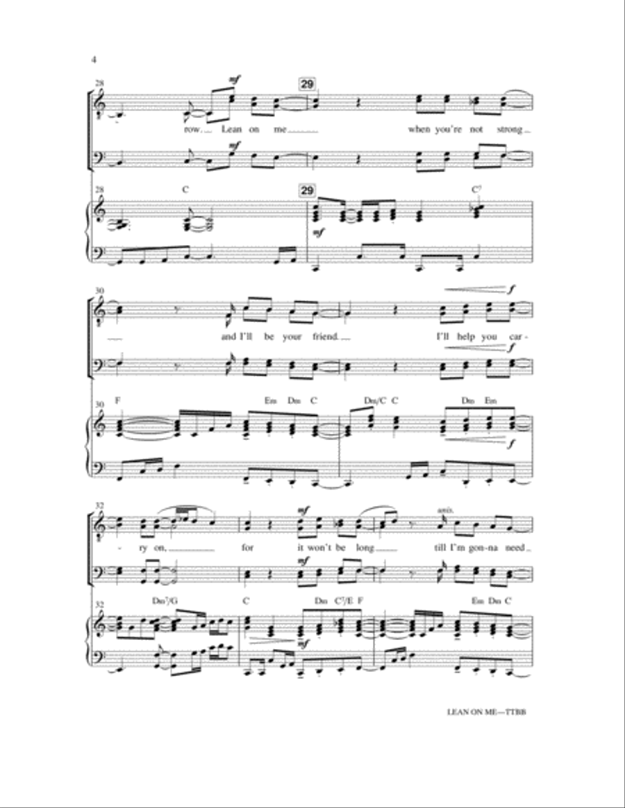 Lean On Me (with We Shall Overcome) TTBB scores gallery preview page 4