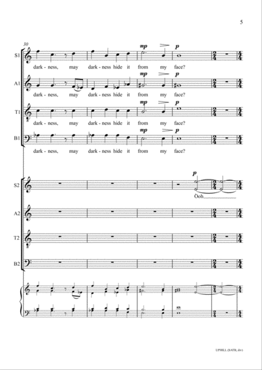 Uphill (SATB, div.) 4-Part scores gallery preview page 5