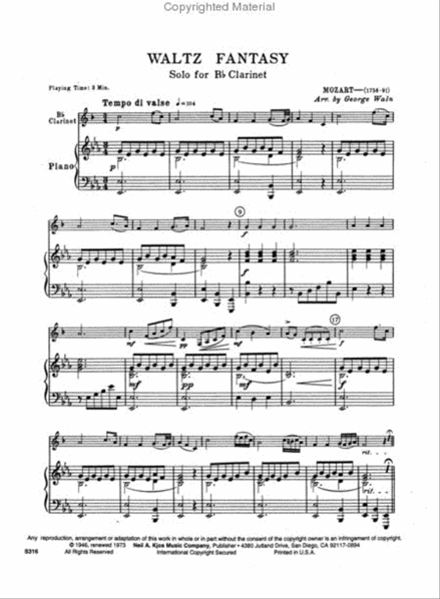 Waltz Fantasy Clarinet Solo scores gallery preview page 2