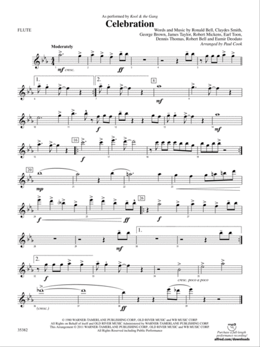 Celebration: Flute Concert Band scores gallery preview page 1