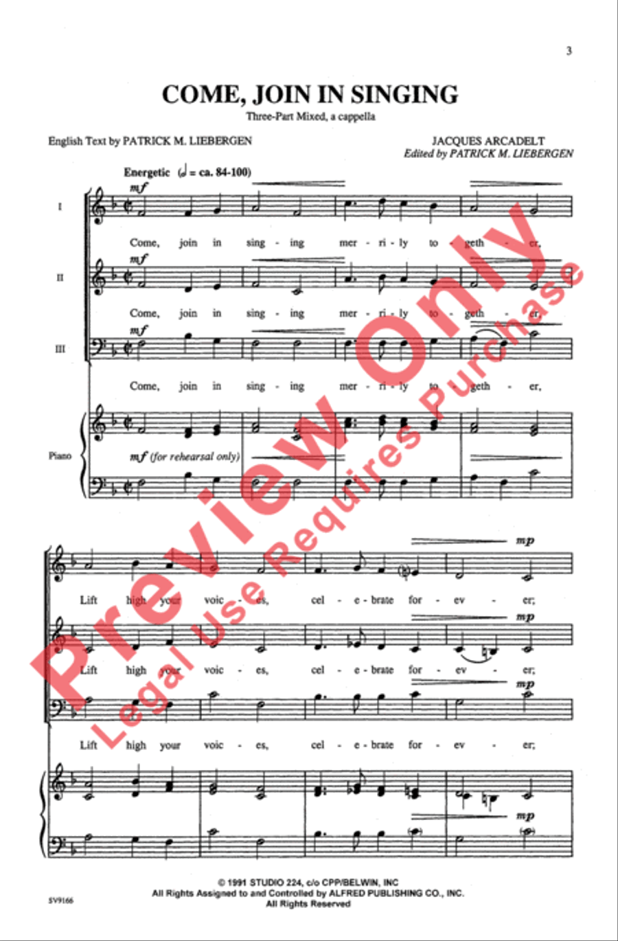 Come, Join in Singing 3-Part scores gallery preview page 3