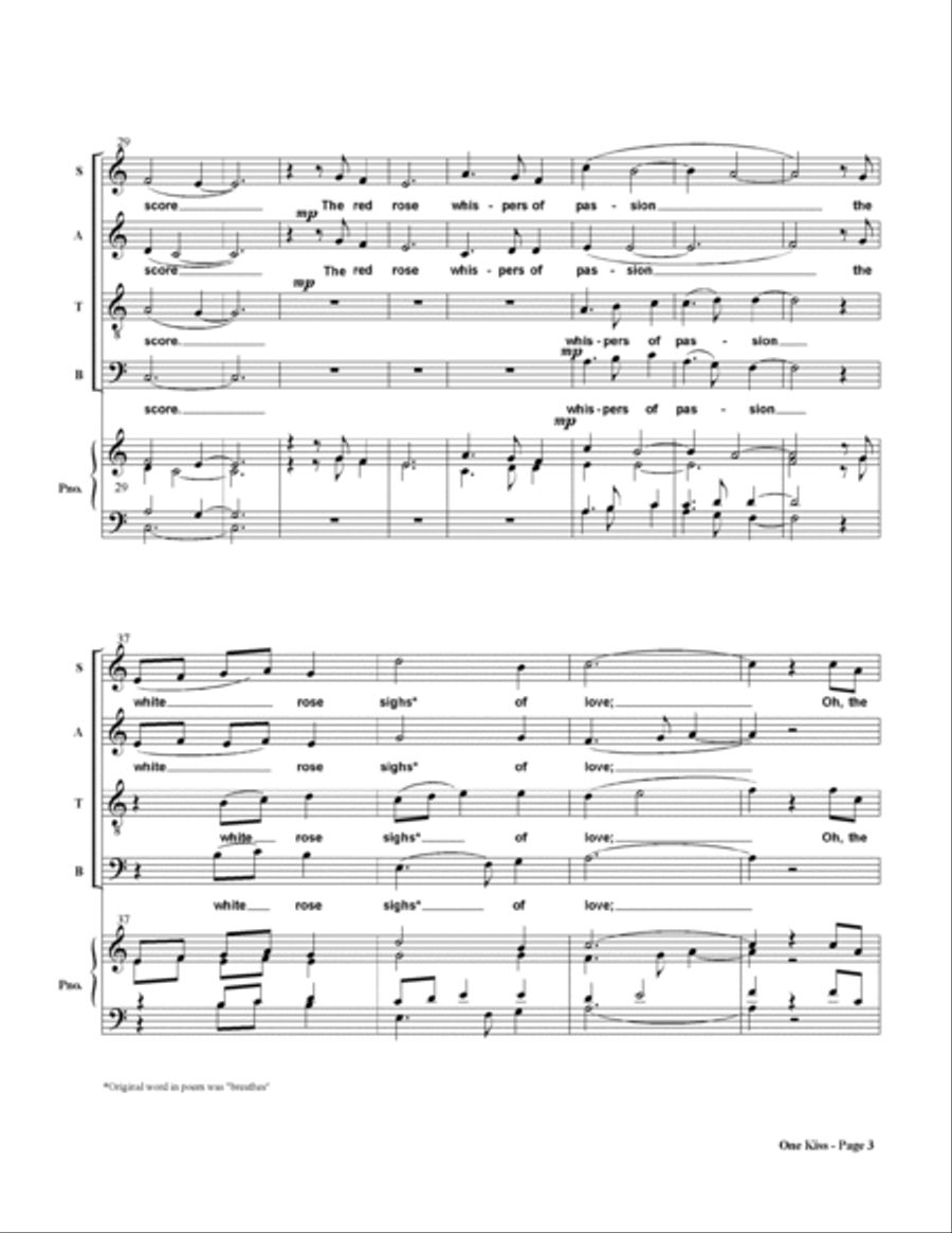 One Kiss 4-Part scores gallery preview page 5
