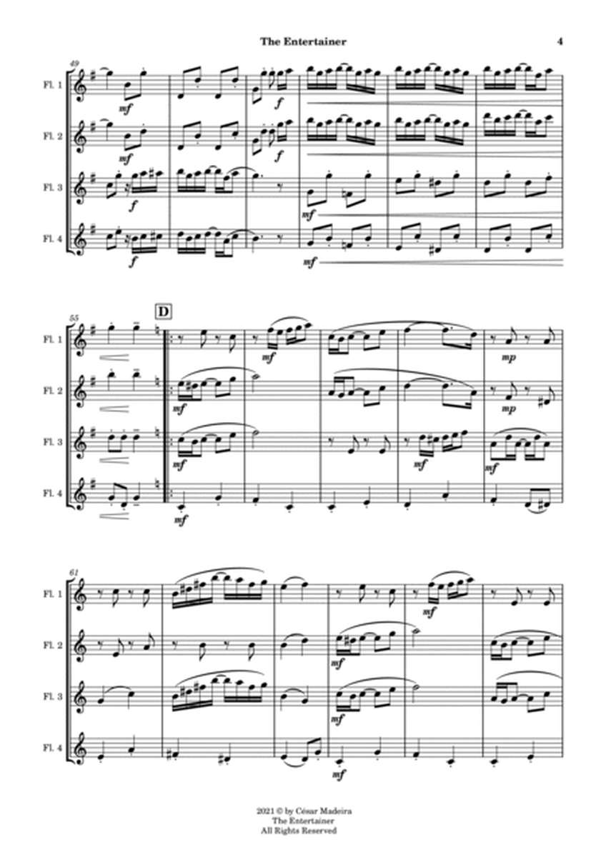 The Entertainer by Joplin - Flute Quartet (Full Score and Parts) image number null