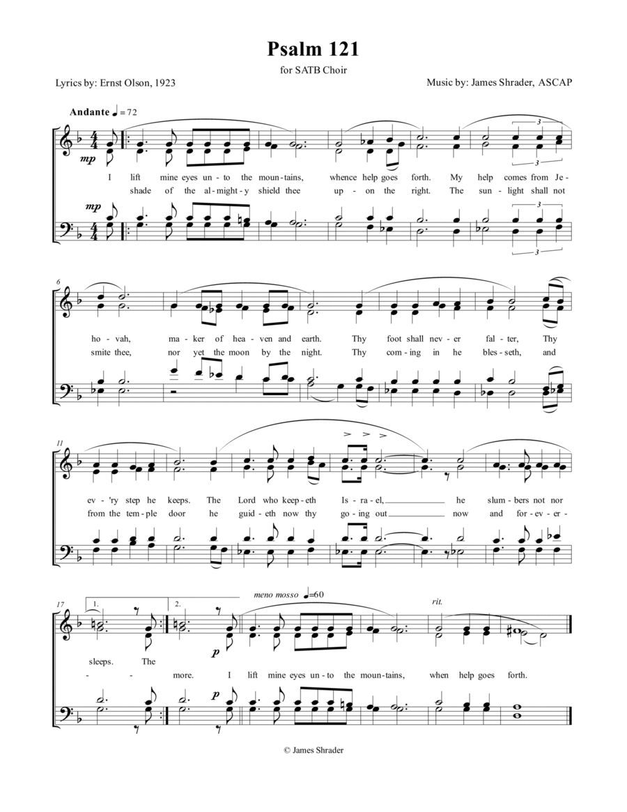 Psalm 121 4-Part scores gallery preview page 1