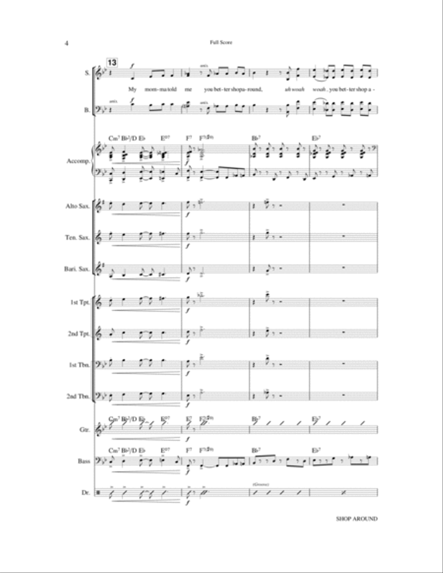 Shop Around - Score Choir scores gallery preview page 4