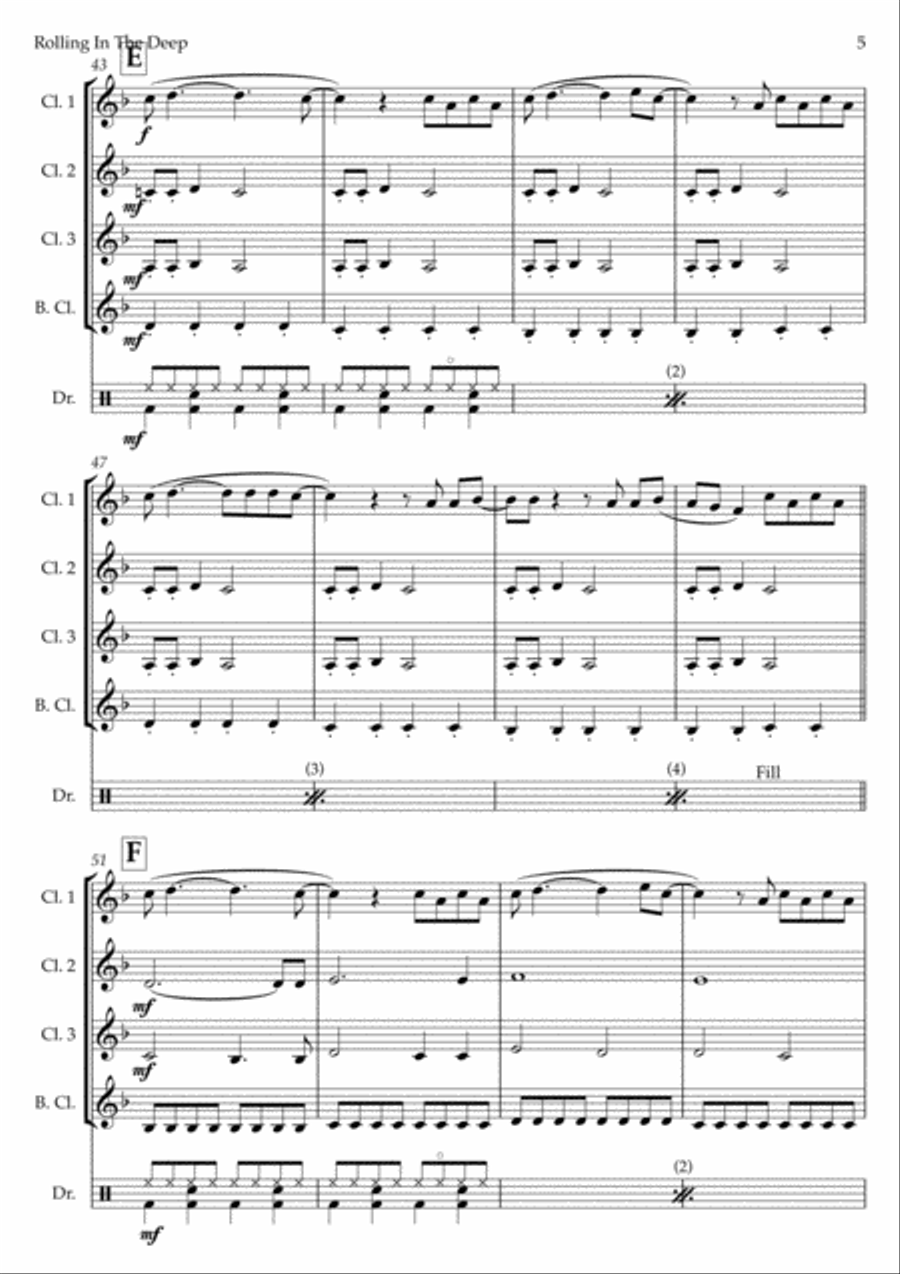 Rolling In The Deep Woodwind Quartet scores gallery preview page 5