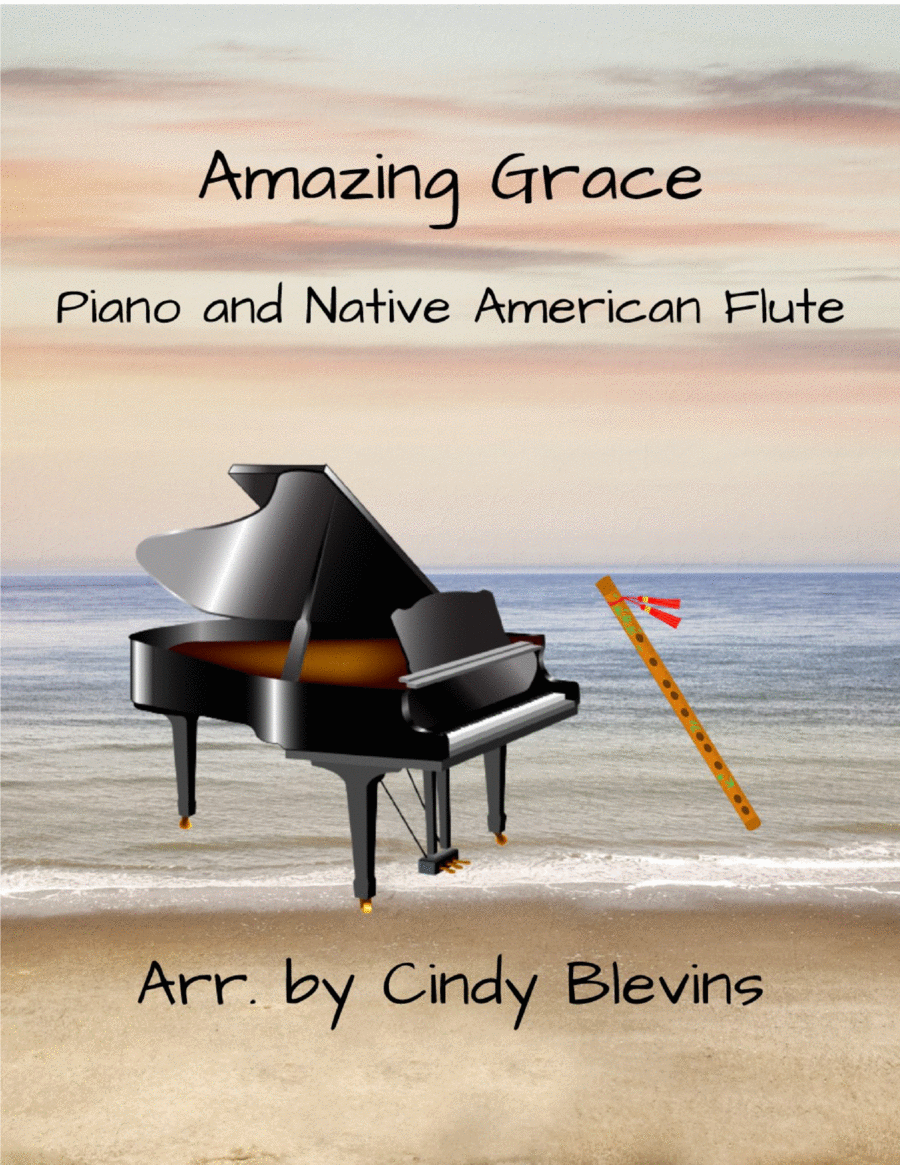 Amazing Grace, for Piano and Native American Flute Flute scores gallery preview page 1