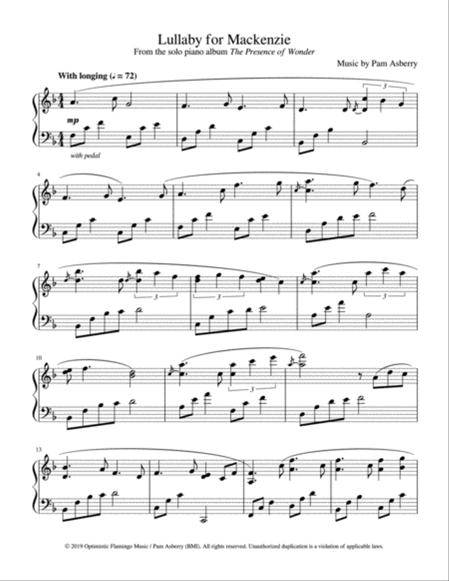 Lullaby for Mackenzie Piano Solo scores gallery preview page 1