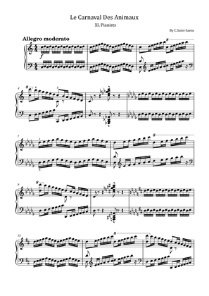 C.Saint-Saens - Le Carnaval Des Animaux, XI. Pianists – For Piano Solo Original