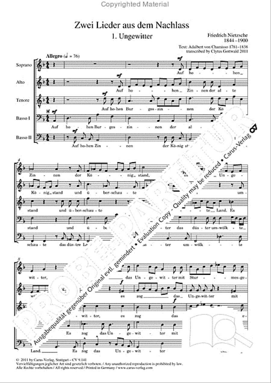 Nietzsche / Gottwald: Zwei Lieder aus dem Nachlasse Choir scores gallery preview page 4