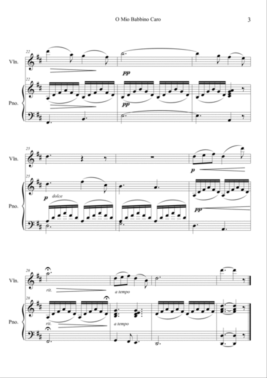 O Mio Babbino Caro O Mio Babbino Caro Violin Solo scores gallery preview page 3