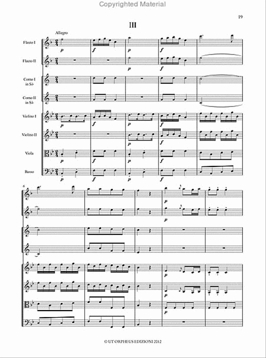 Sinfonia [II] for 2 Descant Recorders in B flat, 2 Horns, 2 Violins, Viola and Bass Soprano Recorder scores gallery preview page 4