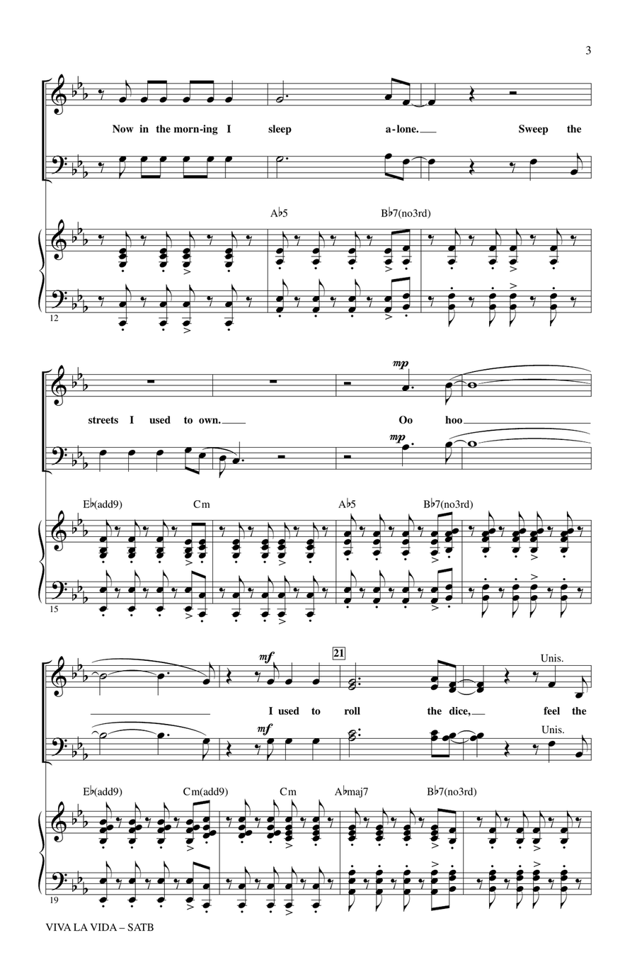 Viva La Vida (arr. Mark Brymer) 4-Part scores gallery preview page 2