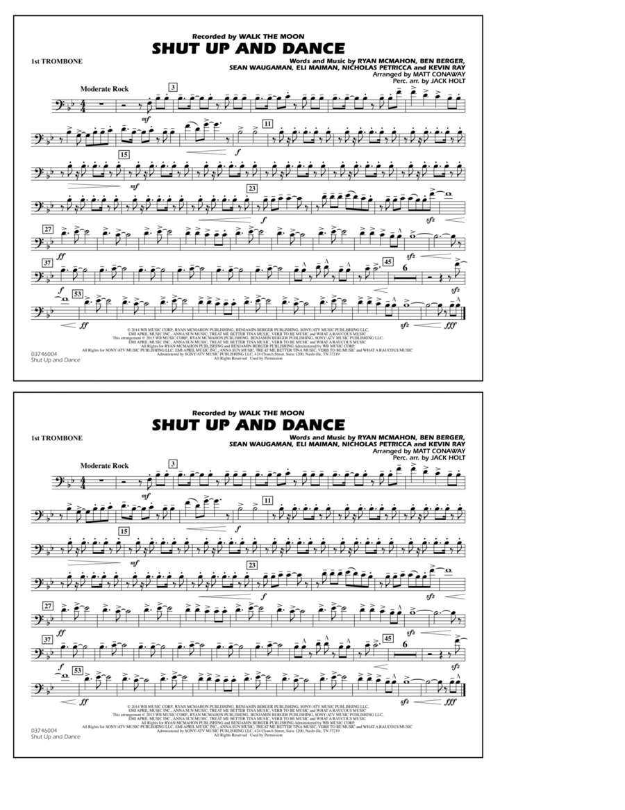 Shut Up and Dance (Arr. Matt Conaway) - 1st Trombone Trombone scores gallery preview page 1