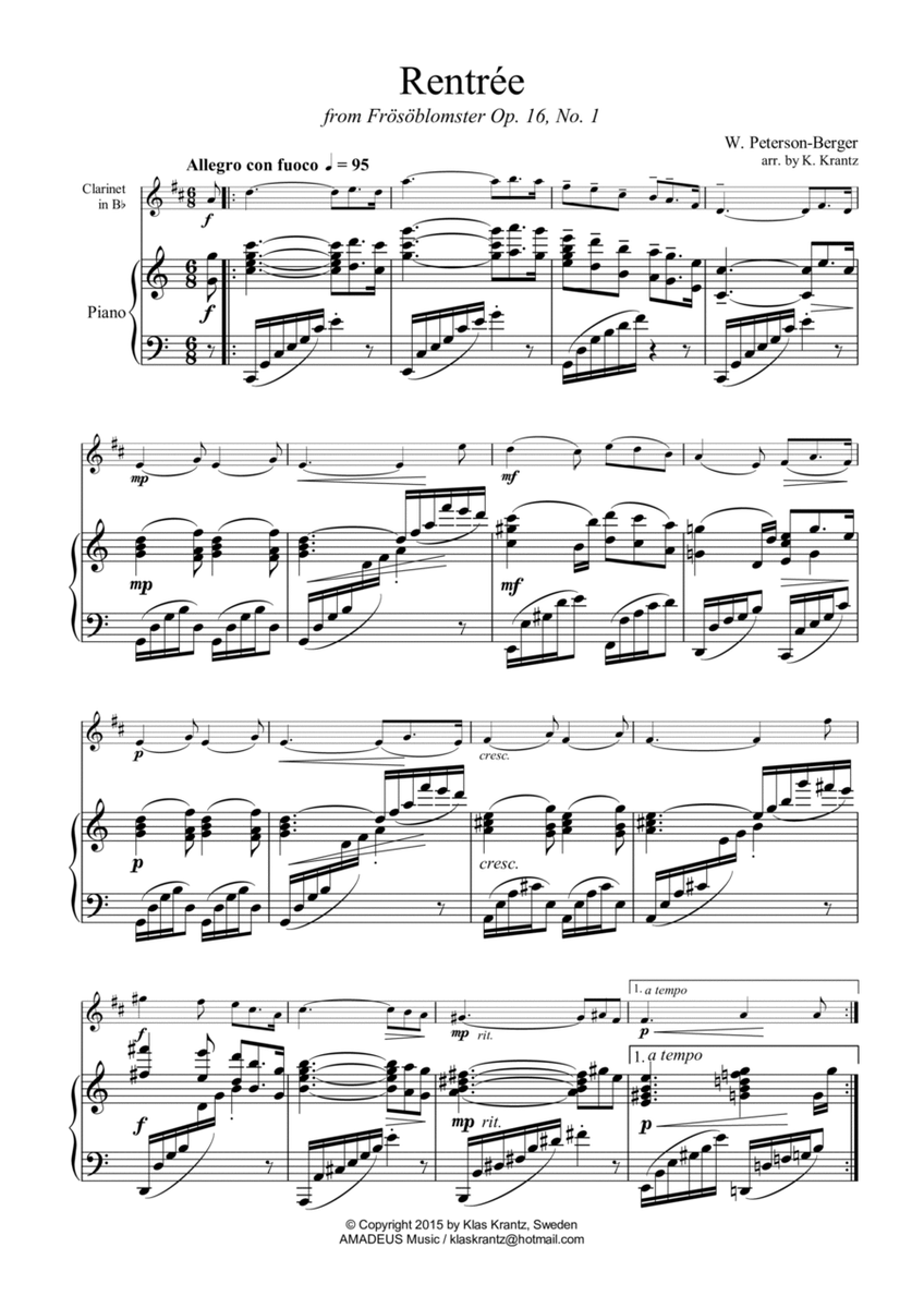 Rentrée Op. 16 for clarient in Bb and piano