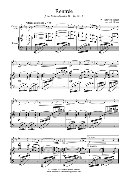 Rentrée Op. 16 for clarient in Bb and piano