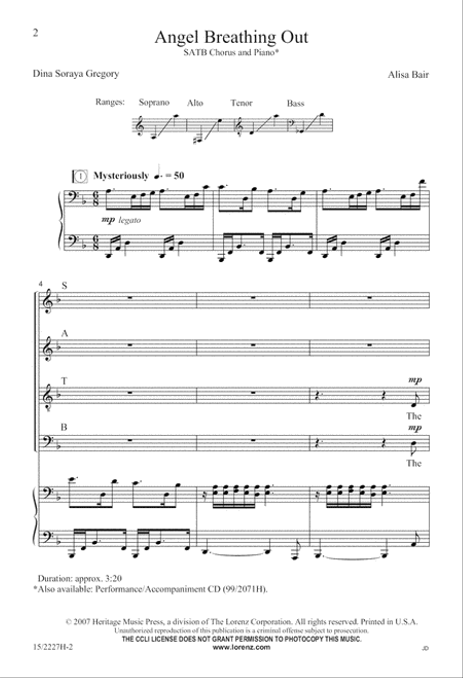 Angel Breathing Out Angel Breathing Out 4-Part scores gallery preview page 3