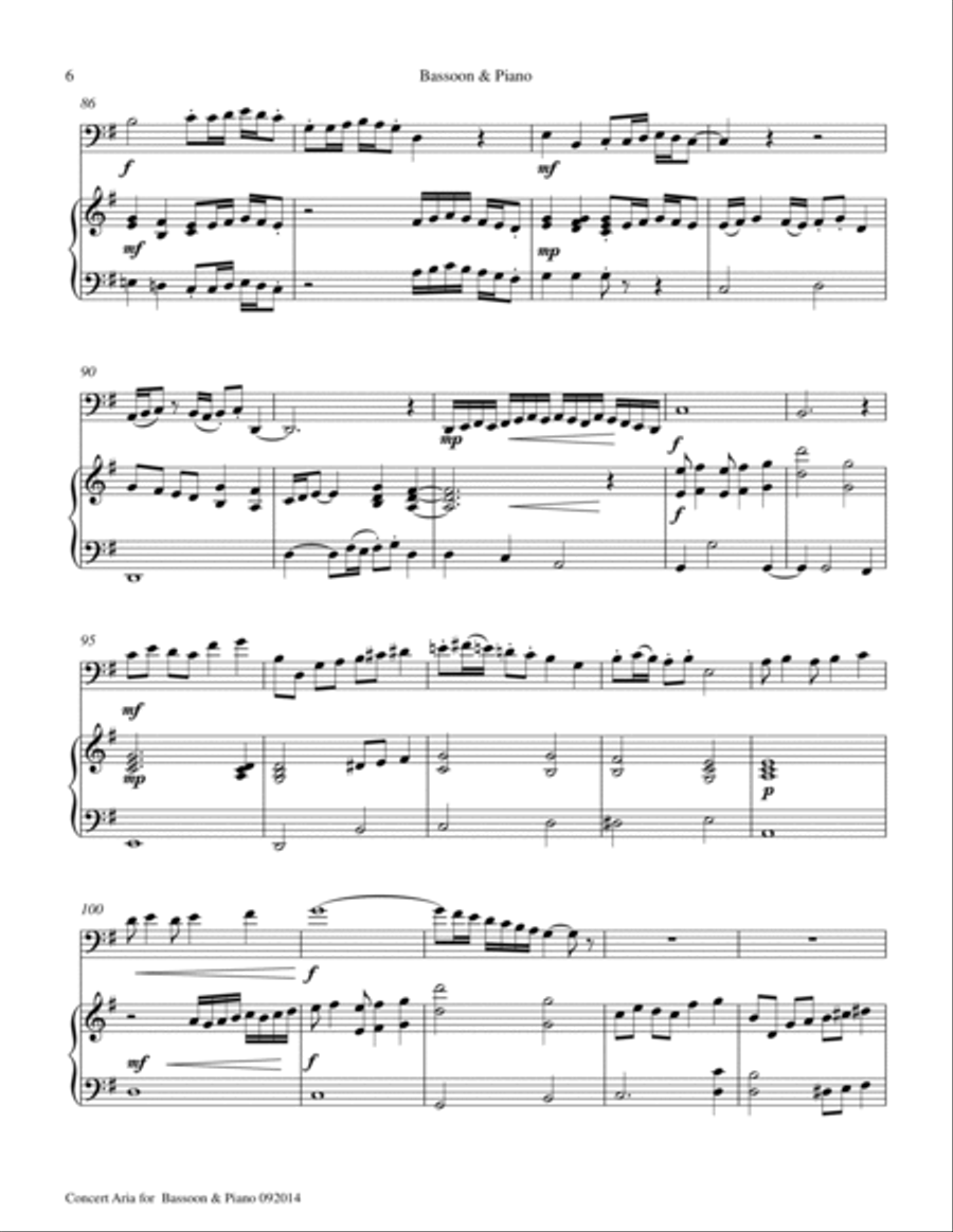 Concert Aria for Bassoon & Piano Woodwind Duet scores gallery preview page 6