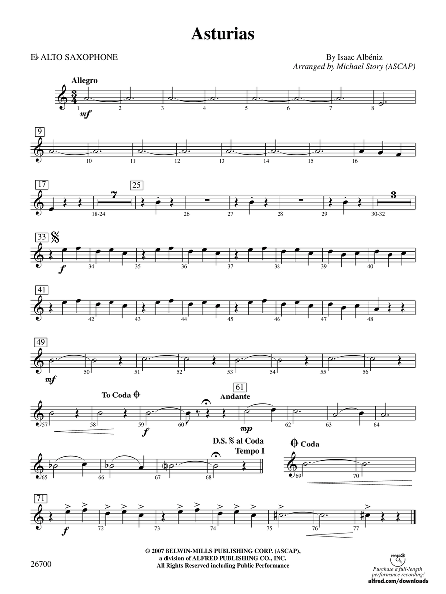 Asturias: E-flat Alto Saxophone