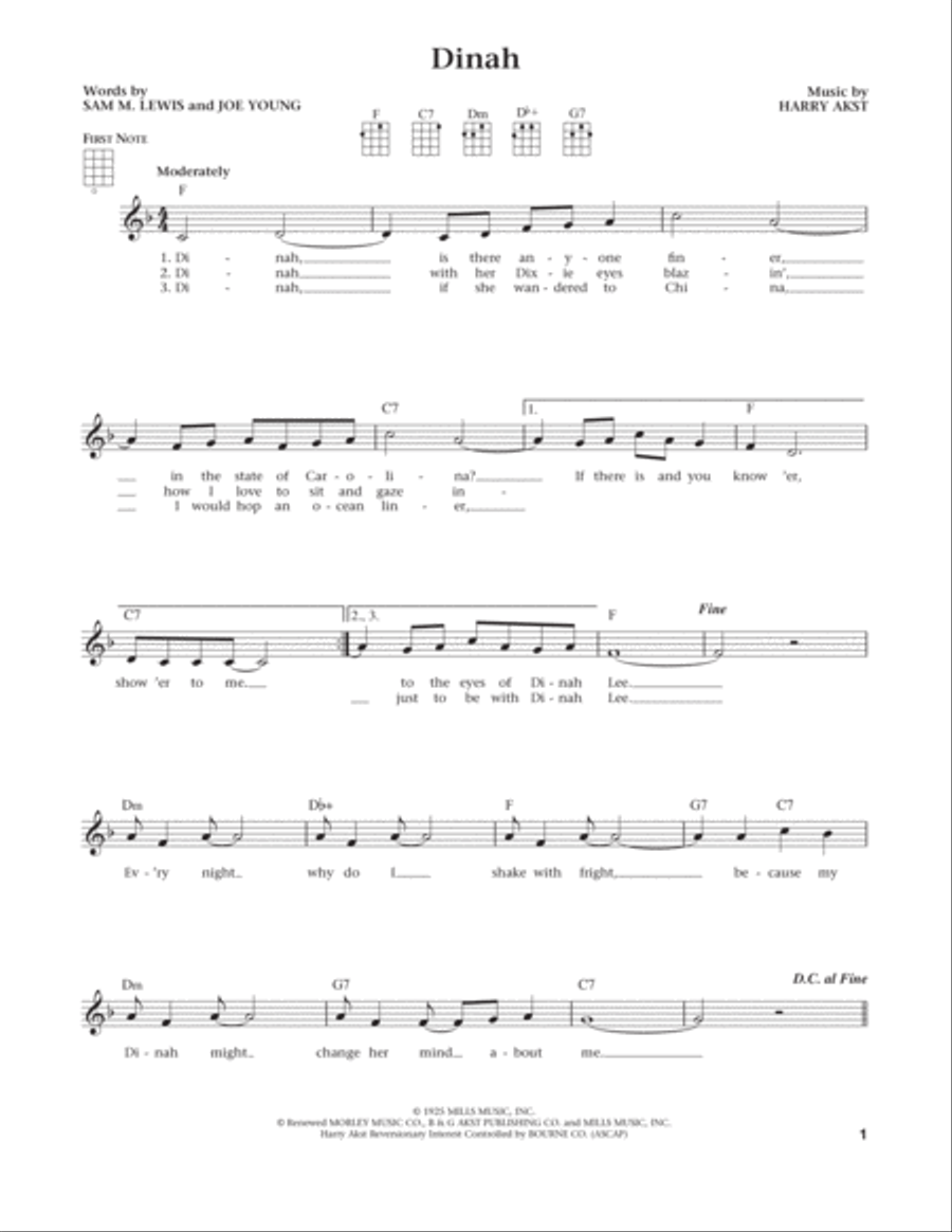 Dinah (from The Daily Ukulele) (arr. Liz and Jim Beloff) Ukulele scores gallery preview page 1