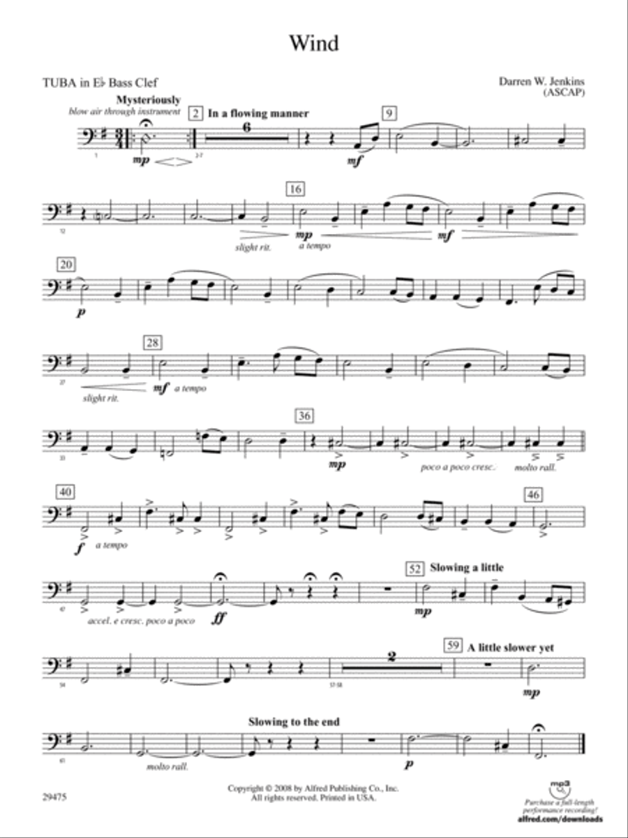 Wind: (World Part) E-flat Tuba B.C. Concert Band scores gallery preview page 1