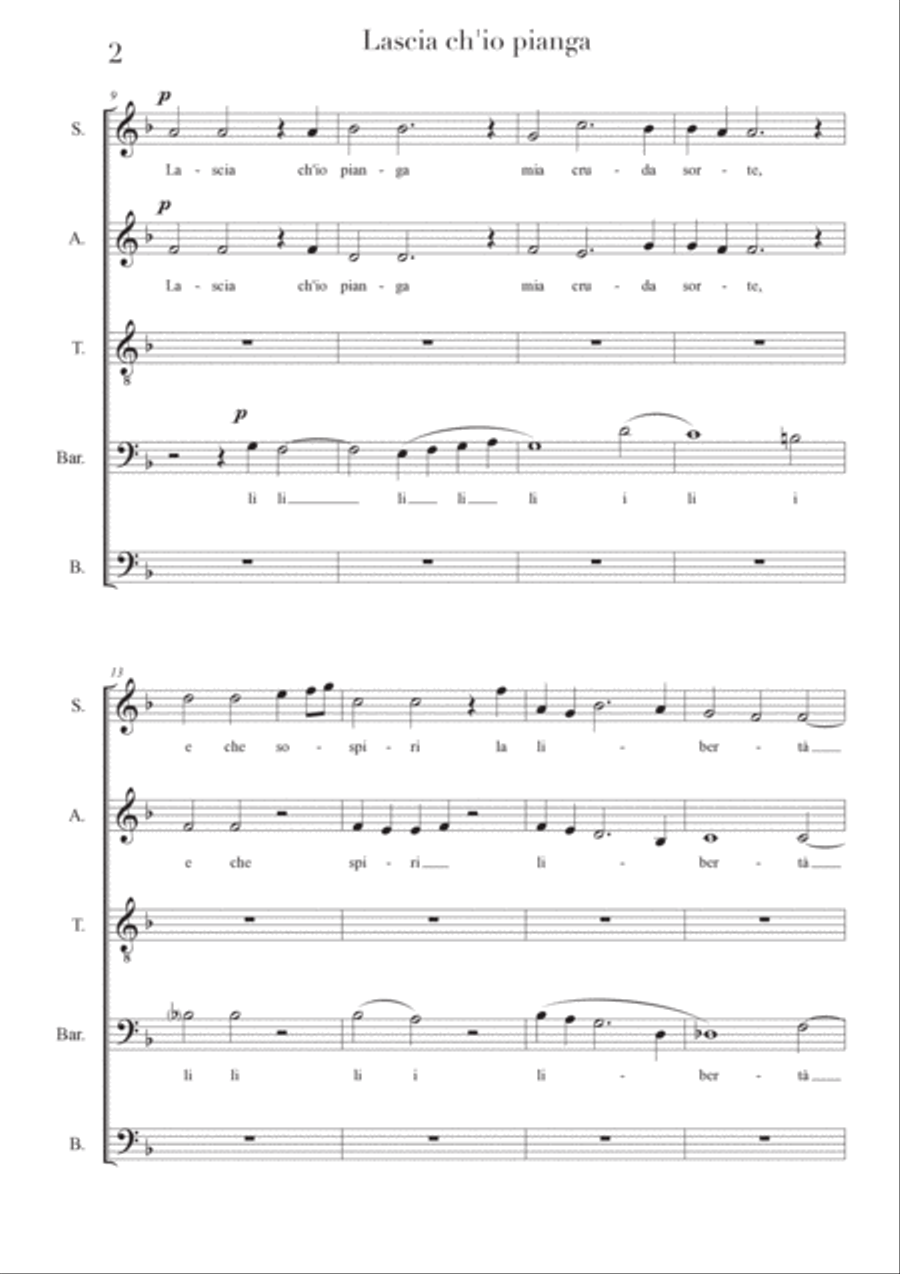 Lascia ch'io pianga A Cappella scores gallery preview page 2