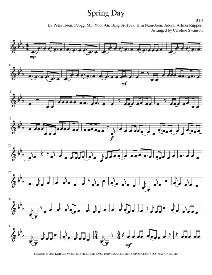 Spring Day Violin Solo scores gallery preview page 1