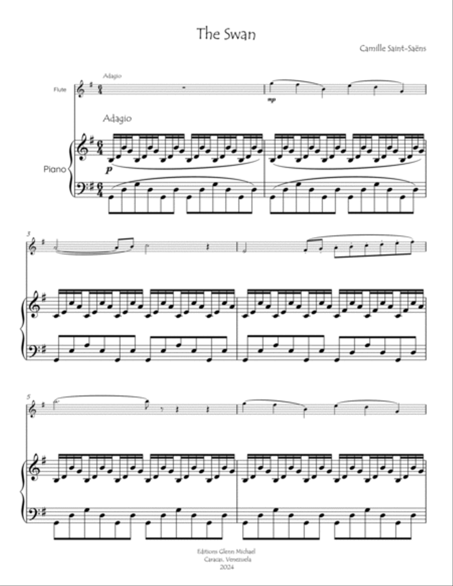 The Swan for flute & piano The Swan for flute & piano Flute Solo scores gallery preview page 3
