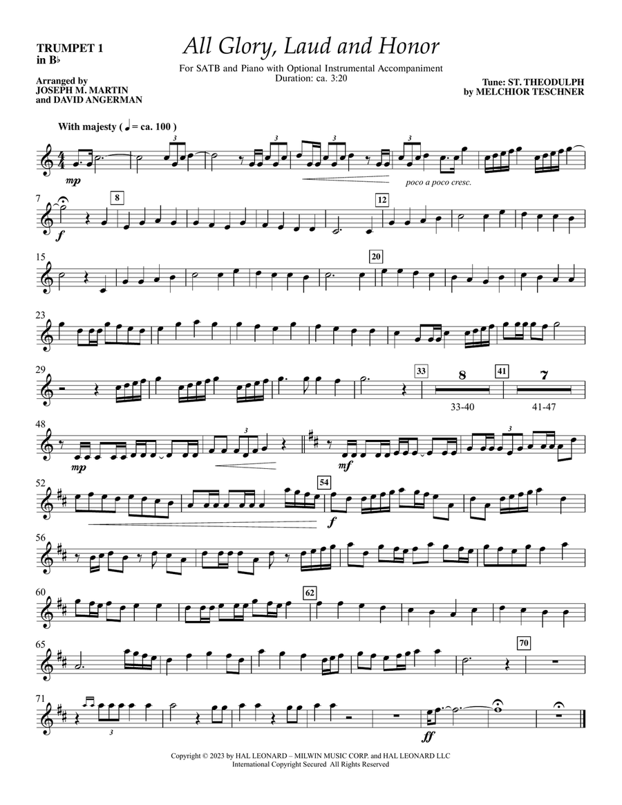 All Glory, Laud and Honor - Bb Trumpet 1