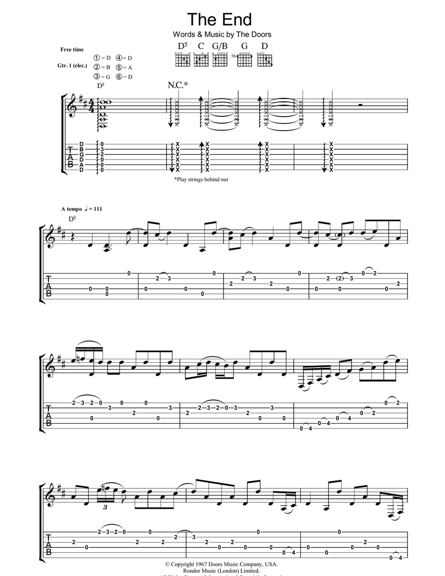 The End Guitar Tablature scores gallery preview page 1